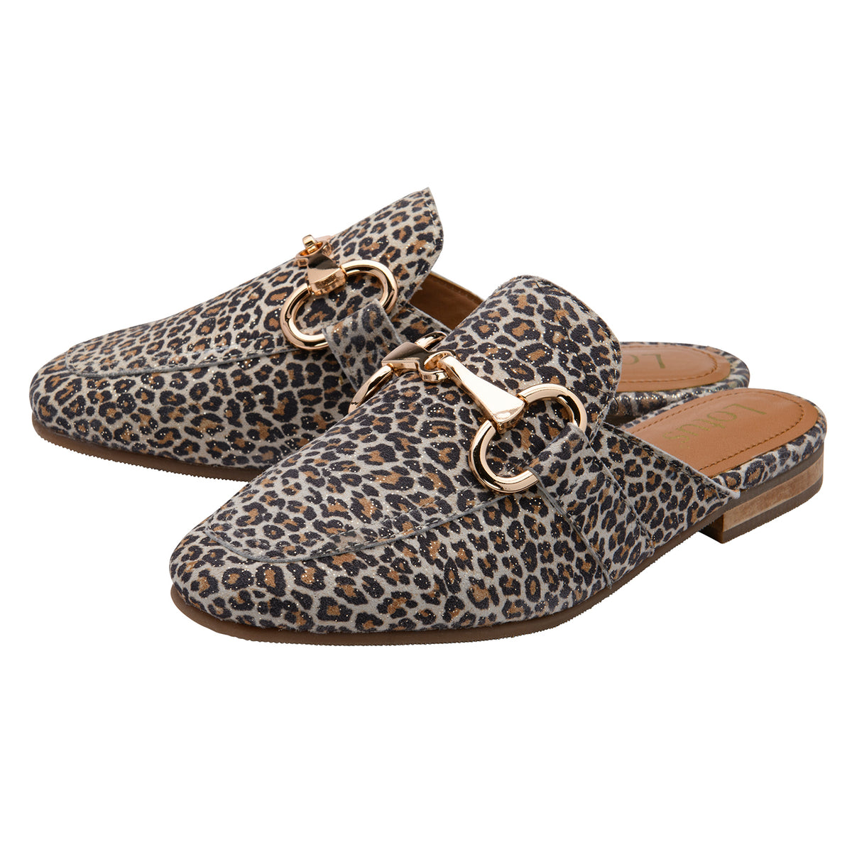 Lotus Taylor Womens Leather Backless Snaffle Bit Slip-On Mule Loafers (Size 8) - Leopard Print V32668278 1