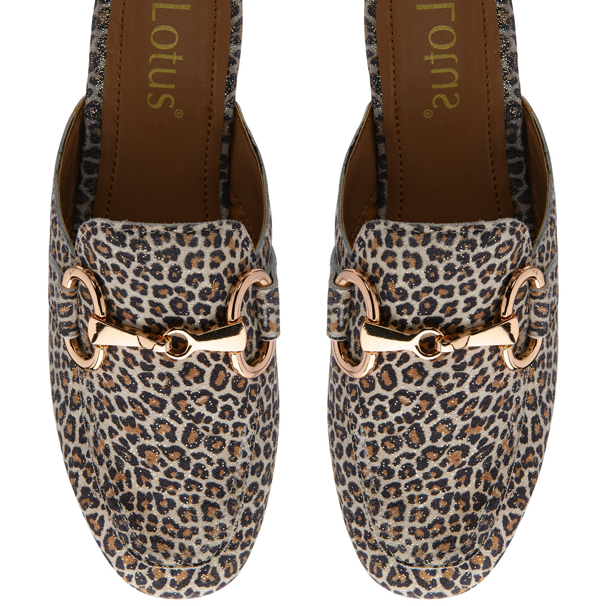 Lotus Taylor Womens Leather Backless Snaffle Bit Slip-On Mule Loafers (Size 8) - Leopard Print V32668278 2