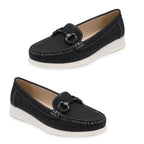 Lotus Symi Womens Comfort Slip-On Moccasin Loafers (Size 5) - Black_8756513