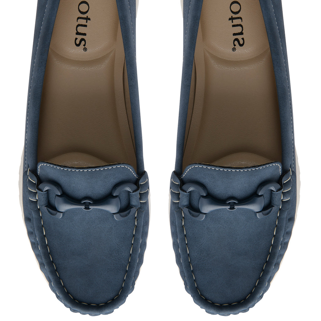 Lotus Symi Womens Comfort Slip-On Moccasin Loafers (Size 4) - Blue_8756518_2