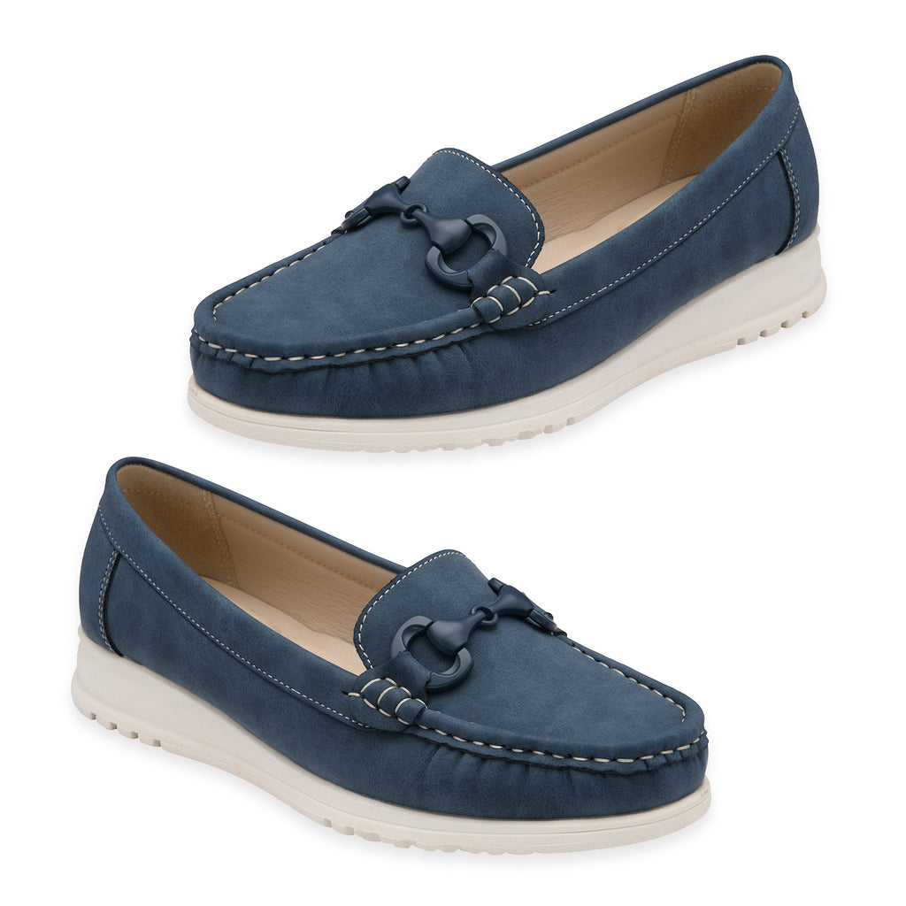 Lotus Symi Womens Comfort Slip-On Moccasin Loafers (Size 8) - Blue_8756522