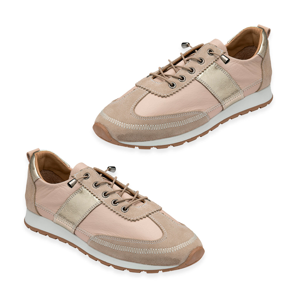 Lotus Lola Leather Laceless Slipon Trainers with Metallic Side Stripe (Size 3) - Natural_8756582