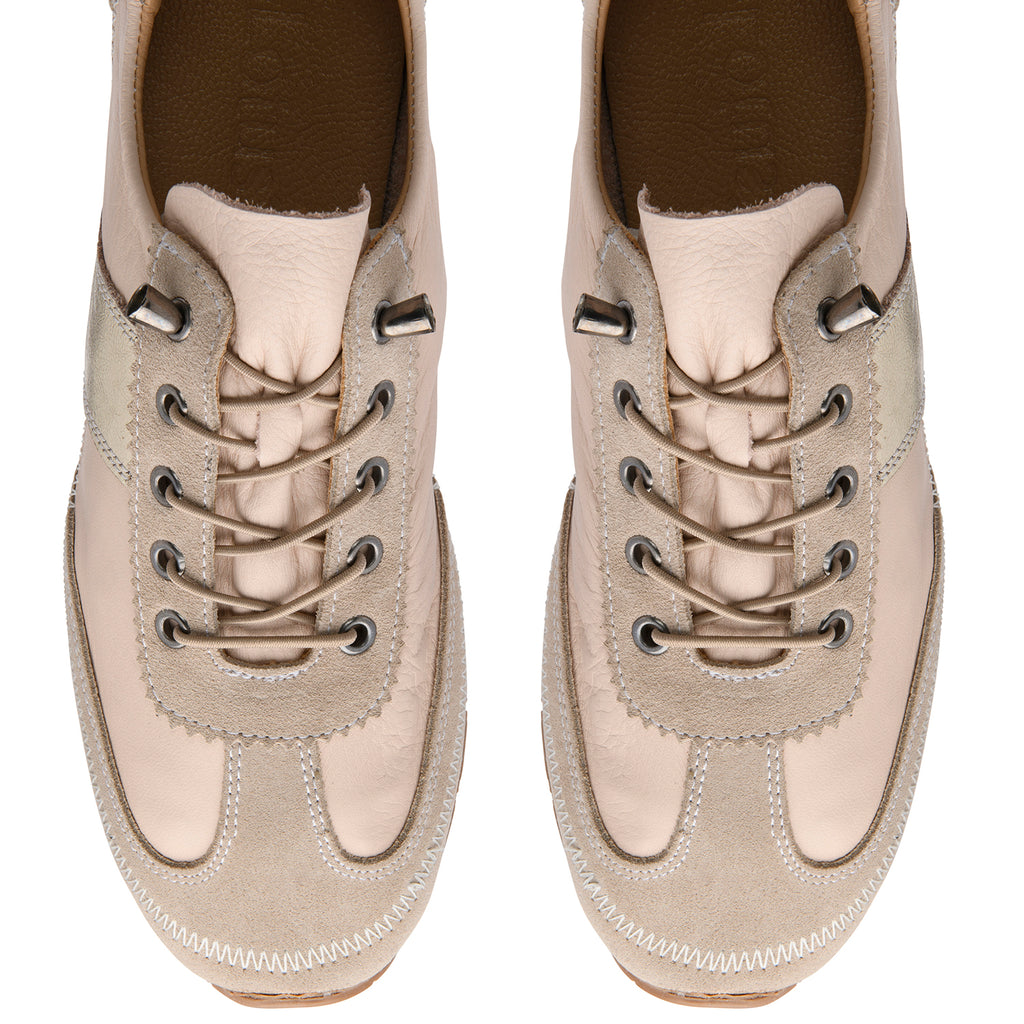 Lotus Lola Leather Laceless Slipon Trainers with Metallic Side Stripe (Size 3) - Natural_8756582_2