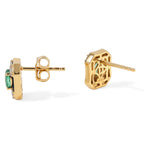 D'Joy - AAA Emerald & White Zircon Earring with Push Post in 18K Vermeil Yellow Gold Plated Sterling Silver_8757152_3