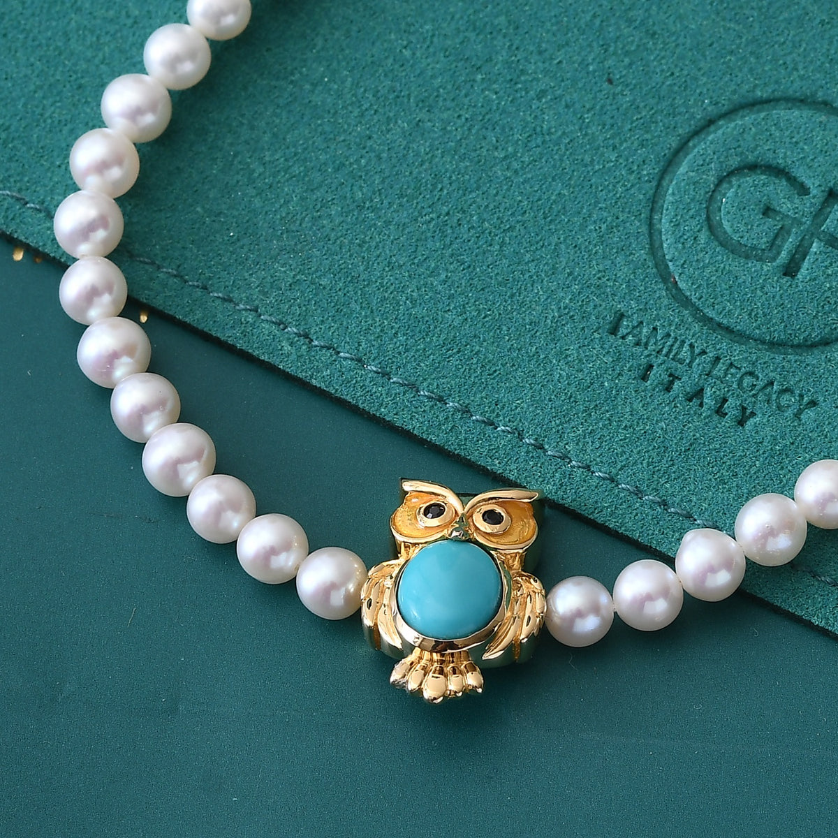 Live From Vicenza GP - Natural Turquoise, Fresh Water Pearl, Black Spinel &amp; Blue Sapphire Bracelet (Size - 7) in 18K Vermeil Yellow Gold Plated Sterling Silver 23.27 Ct. 8757341 3