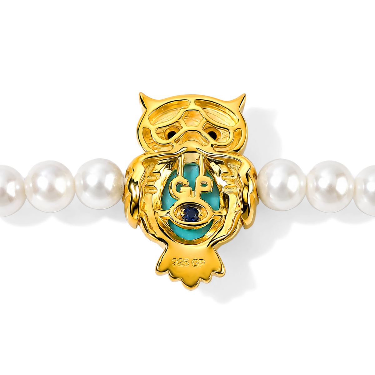 Live From Vicenza GP - Natural Turquoise, Fresh Water Pearl, Black Spinel &amp; Blue Sapphire Bracelet (Size - 7) in 18K Vermeil Yellow Gold Plated Sterling Silver 23.27 Ct. 8757341 4
