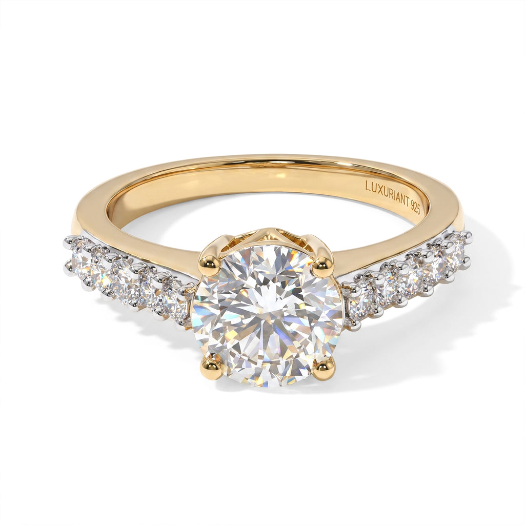 Luxuriant Lab Grown Diamond Main Stone With Side Stone Ring in 18K YG VermeilSterling Silver  1.849  Ct._8757404