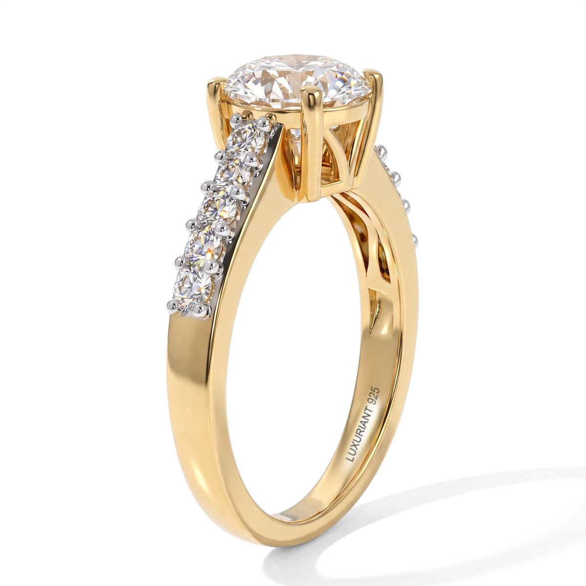 Luxuriant Lab Grown Diamond Main Stone With Side Stone Ring in 18K YG VermeilSterling Silver  1.849  Ct. 8757404 3