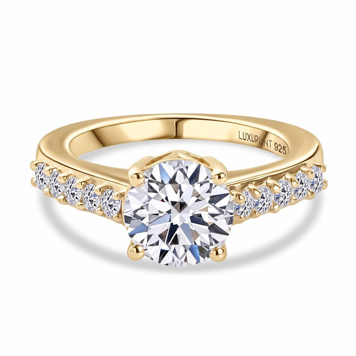LUXURIANT  2 Ct. SGL Certified Lab Grown Diamond (SI/G-H) Ring in 18K Vermeil Yellow Gold Plated Sterling Silver   8757405 0