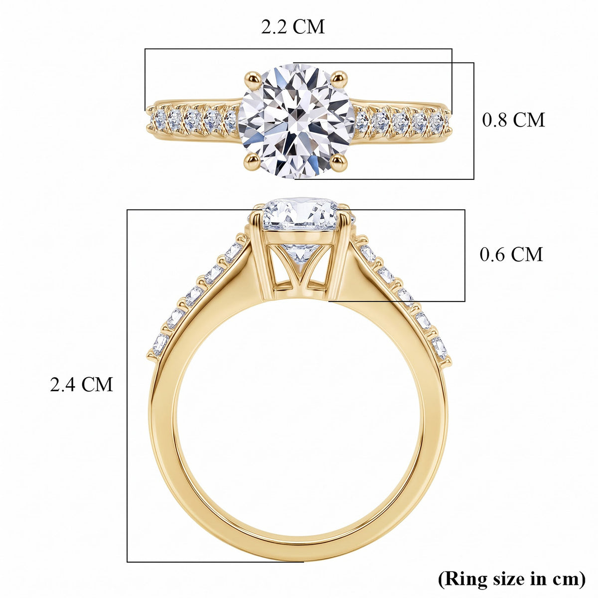LUXURIANT  2 Ct. SGL Certified Lab Grown Diamond (SI/G-H) Ring in 18K Vermeil Yellow Gold Plated Sterling Silver   8757405 7