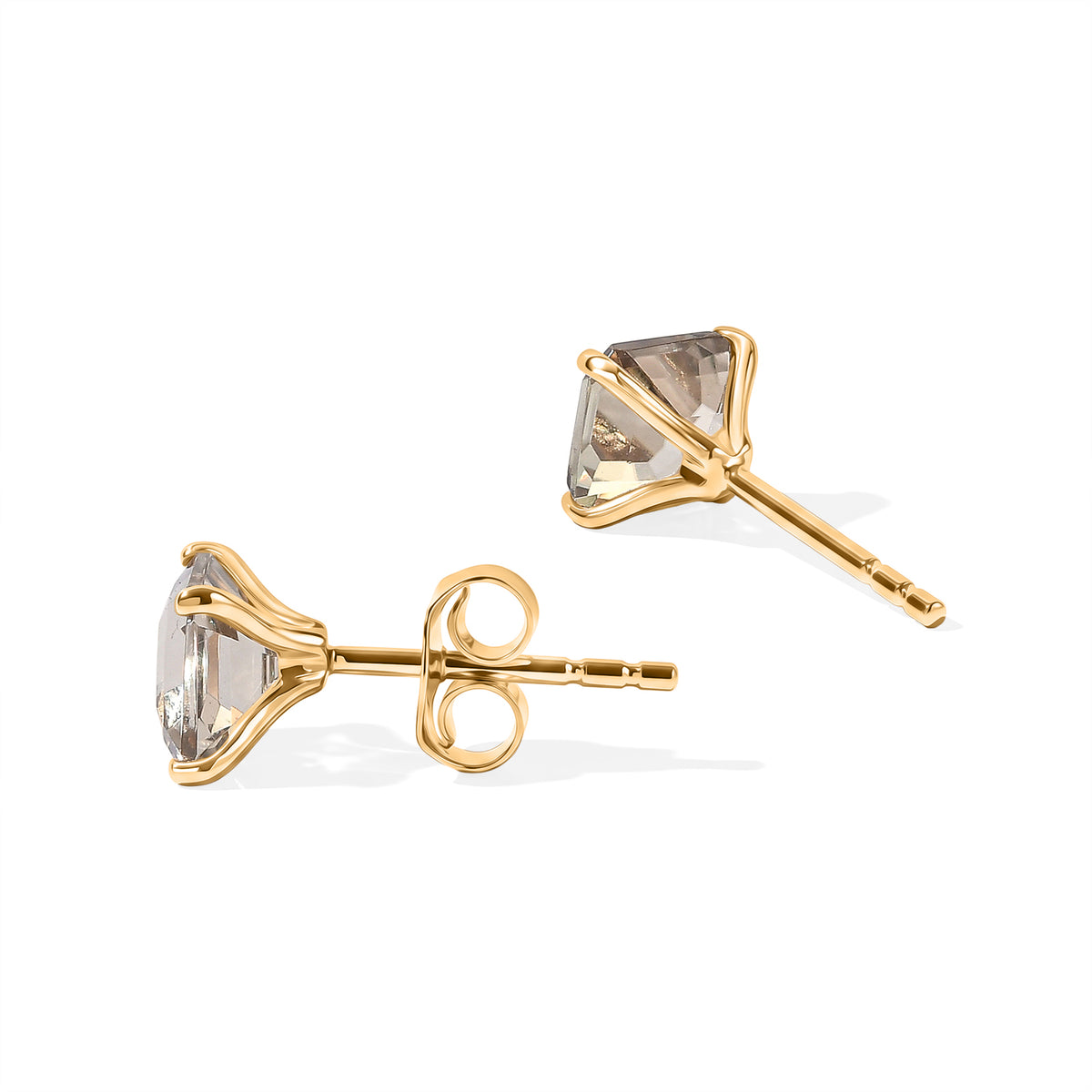 The Tony Diniz Collection - 9K Yellow Gold AAA Turkizite Asscher Cut Stud Earrings with Push Backs 2.50 Ct. 8757585 4