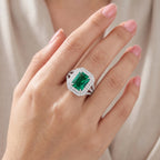 Luxuriant Lab Grown Columbian Emerald, Lab Grown Diamond Ring in Rhodium OverlaySterling Silver  4.530  Ct._8758055_1