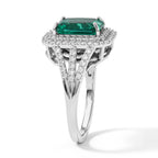 Luxuriant Lab Grown Columbian Emerald, Lab Grown Diamond Ring in Rhodium OverlaySterling Silver  4.530  Ct._8758055_2