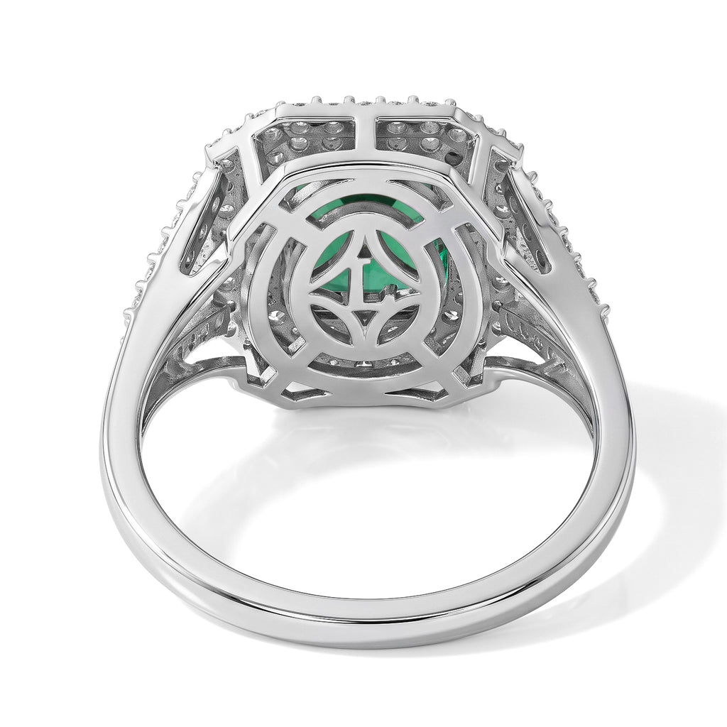 Luxuriant Lab Grown Columbian Emerald, Lab Grown Diamond Ring in Rhodium OverlaySterling Silver  4.530  Ct._8758055_3