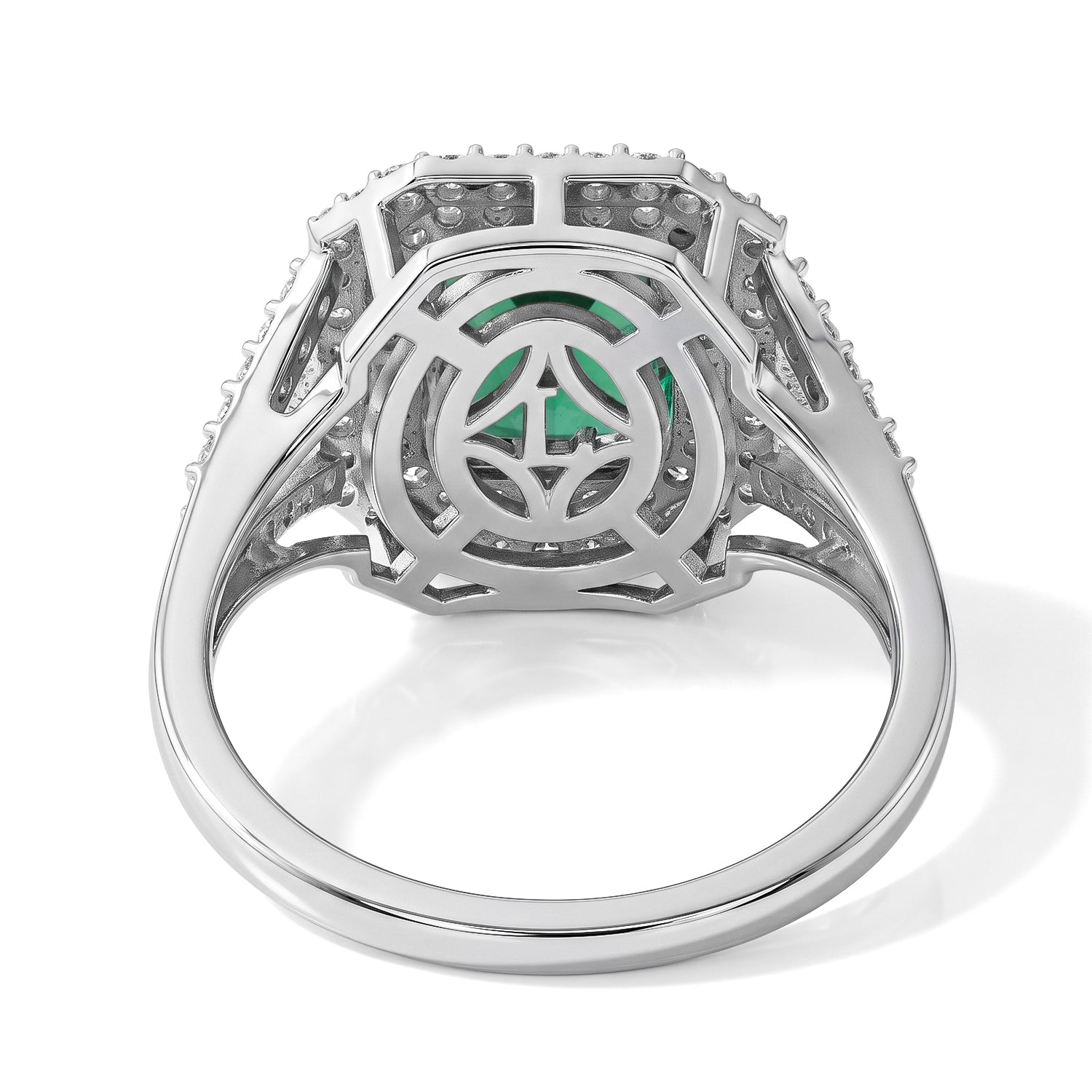 Luxuriant Lab Grown Columbian Emerald, Lab Grown Diamond Ring in Rhodium OverlaySterling Silver  4.530  Ct. 8758055 3