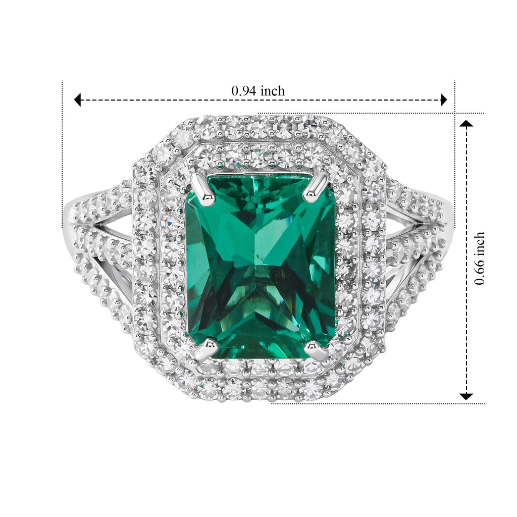 Luxuriant Lab Grown Columbian Emerald, Lab Grown Diamond Ring in Rhodium OverlaySterling Silver  4.530  Ct._8758055_4