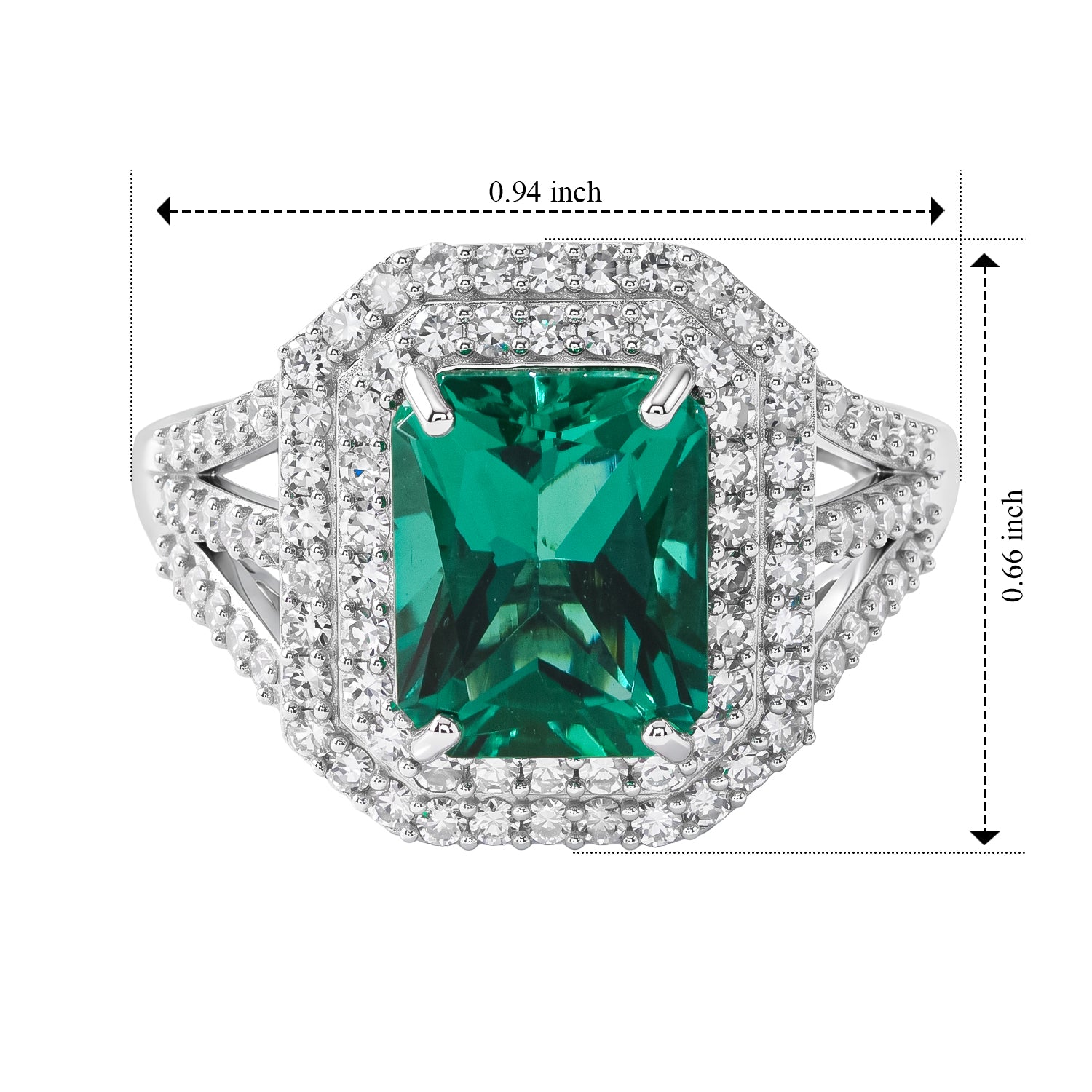 Luxuriant Lab Grown Columbian Emerald, Lab Grown Diamond Ring in Rhodium OverlaySterling Silver  4.530  Ct. 8758055 4