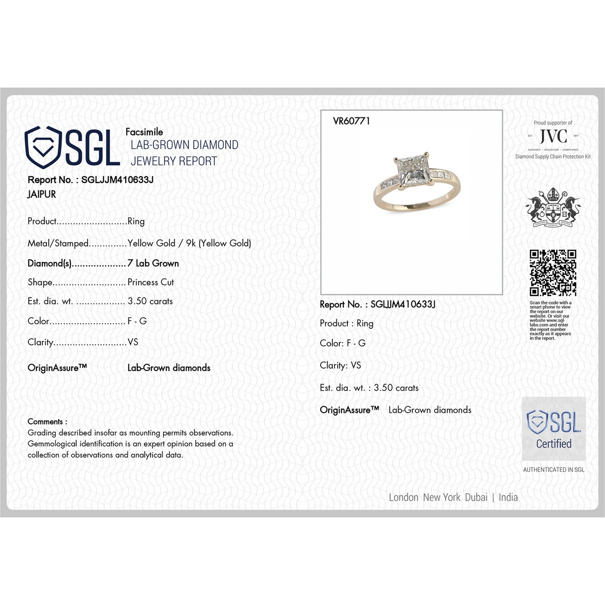 Biggest Close Out Deal 2026 -Luxuriant - 9K Yellow Gold SGL Certified Lab Grown Diamond (VS-E-F) Ring 3.50 Cts 8758168 7