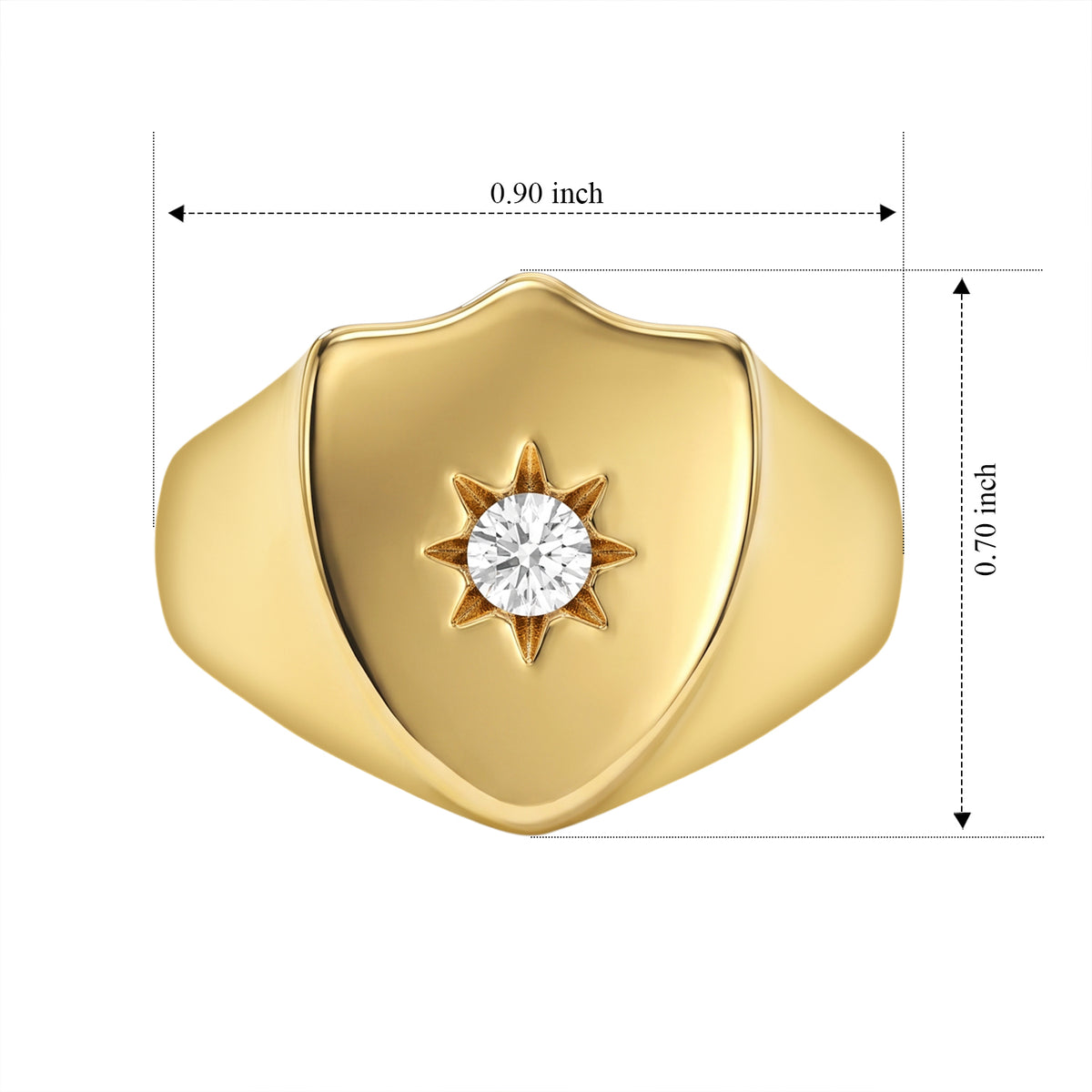 The Guardian Shield - Lab Grown Diamond (SI/G-H) Solitaire Signet Ring in 18K Vermeil Yellow Gold Plated Sterling Silver 8758200 7