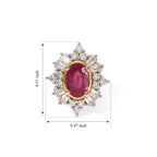 D'Joy - AAA Fissure Filled Ruby & Moissanite Sunburst Halo Earring with Push Post in Yellow Gold Plated Sterling Silver 1.90 Ct._8758208_4