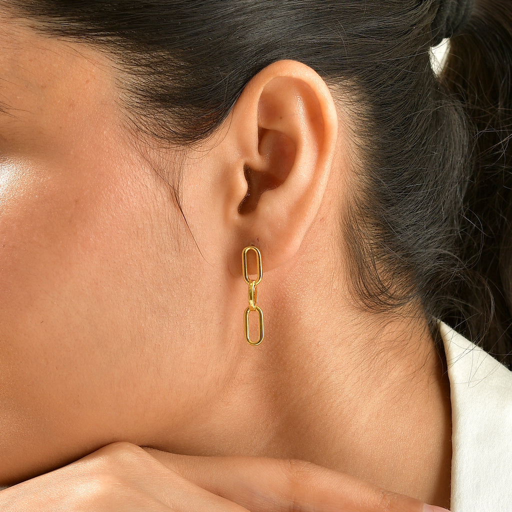 EverTrue Bronzella Collection - Paperclip Dangle Earring with Push Post in 18K Gold Plating_8758491_2