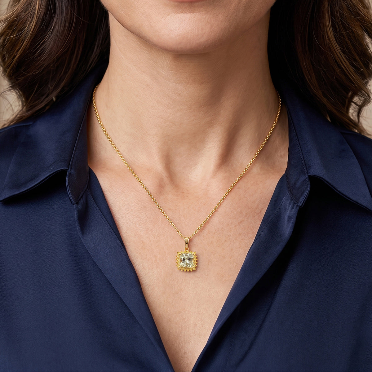 9K Yellow Gold AAA Turkizite &amp; Lab Grown Yellow Diamond (SI-G-H) Pendant 2.08 Ct. 8758553 2