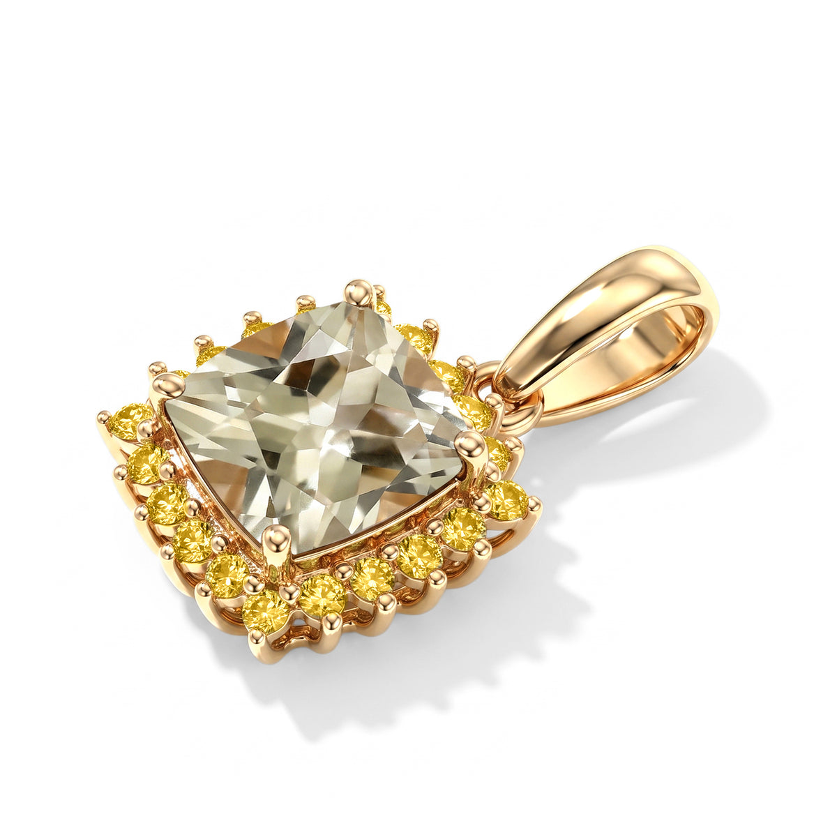 9K Yellow Gold AAA Turkizite &amp; Lab Grown Yellow Diamond (SI-G-H) Pendant 2.08 Ct. 8758553 3