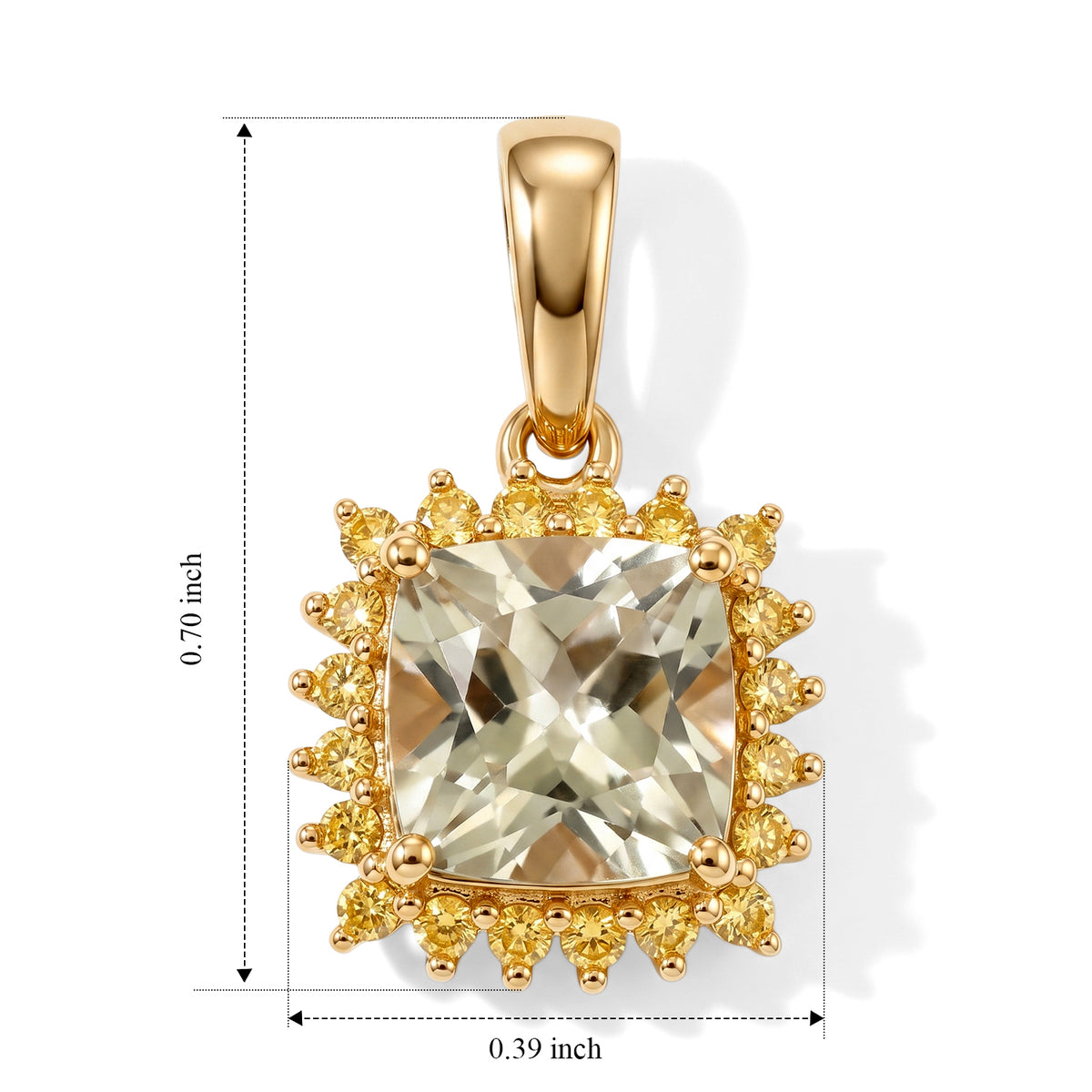 9K Yellow Gold AAA Turkizite &amp; Lab Grown Yellow Diamond (SI-G-H) Pendant 2.08 Ct. 8758553 4