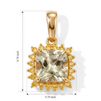 Luxuriant - 9K Yellow Gold AAA Turkizite & Lab Grown Yellow Diamond (SI/G-H) Pendant 2.08 Ct._8758553_3