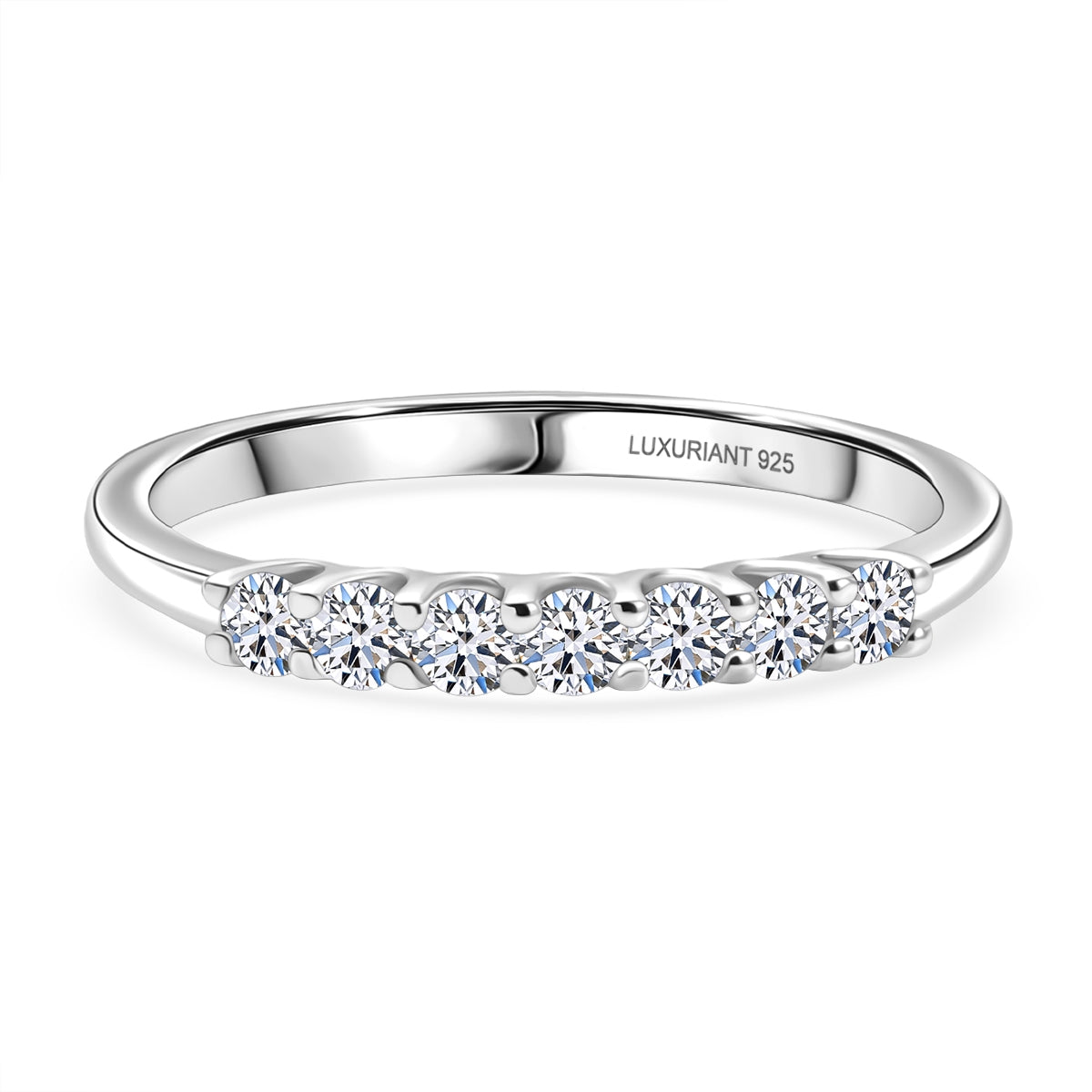 Luxuriant - Lab Grown Diamond (SI-G-H) 7 Stone Band Ring in Rhodium Overlay Sterling Silver 0.25 Ct. 8758607 0