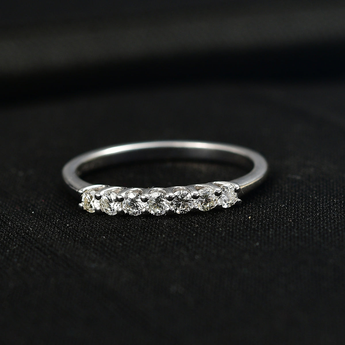 Luxuriant - Lab Grown Diamond (SI-G-H) 7 Stone Band Ring in Rhodium Overlay Sterling Silver 0.25 Ct. 8758607 1