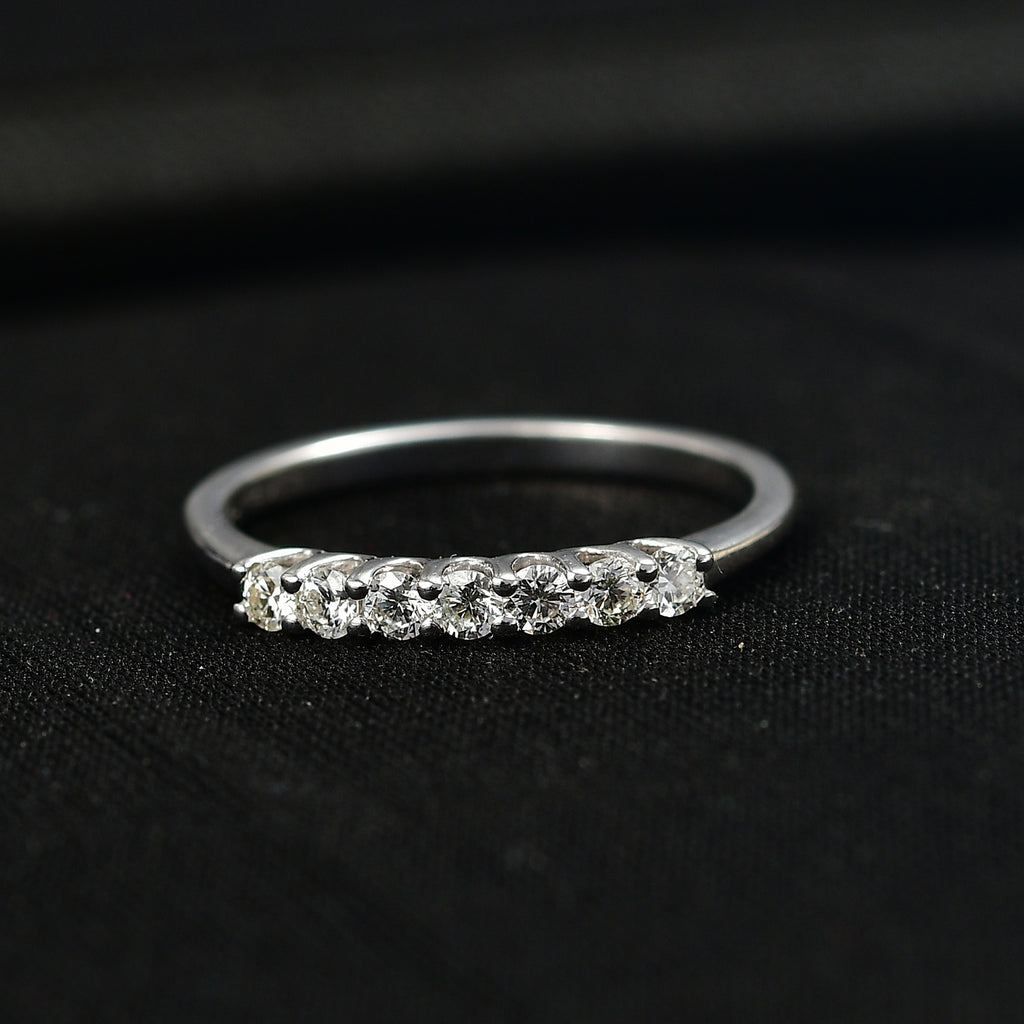 Luxuriant - Lab Grown Diamond (SI/G-H) 7 Stone Band Ring in Rhodium Overlay Sterling Silver 0.25 Ct._8758608_1