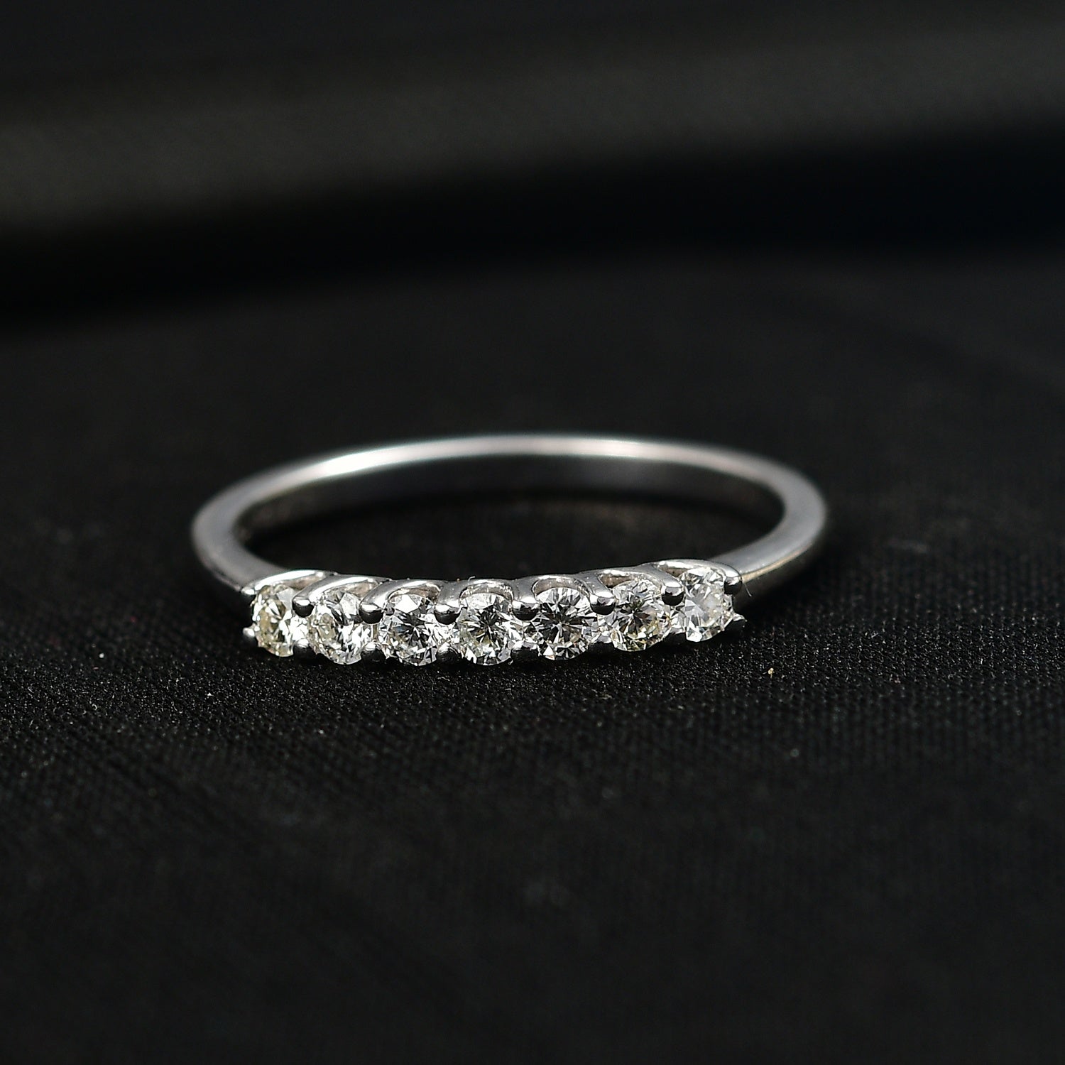 Luxuriant - Lab Grown Diamond (SI-G-H) 7 Stone Band Ring in Rhodium Overlay Sterling Silver 0.25 Ct. 8758608 1
