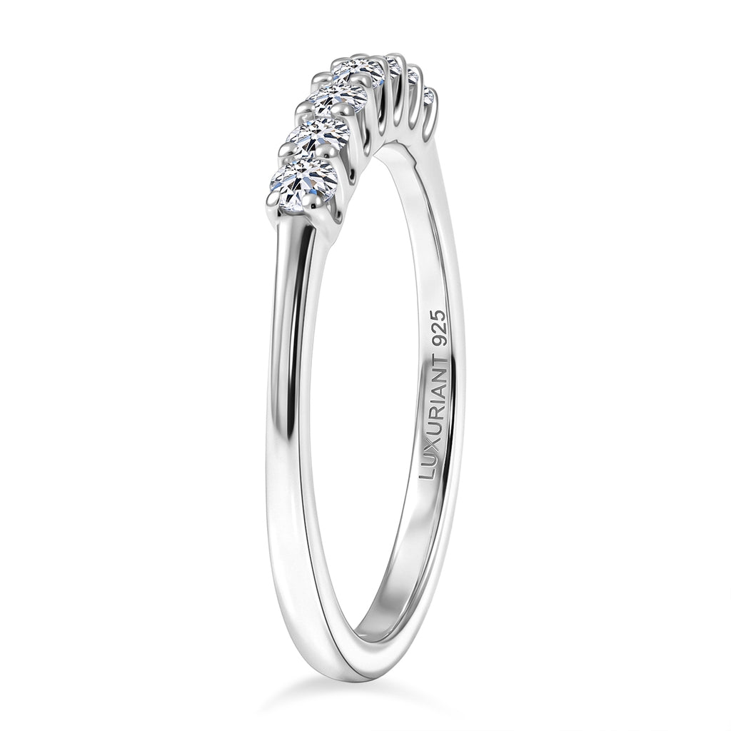 Luxuriant - Lab Grown Diamond (SI/G-H) 7 Stone Band Ring in Rhodium Overlay Sterling Silver 0.25 Ct._8758608_3