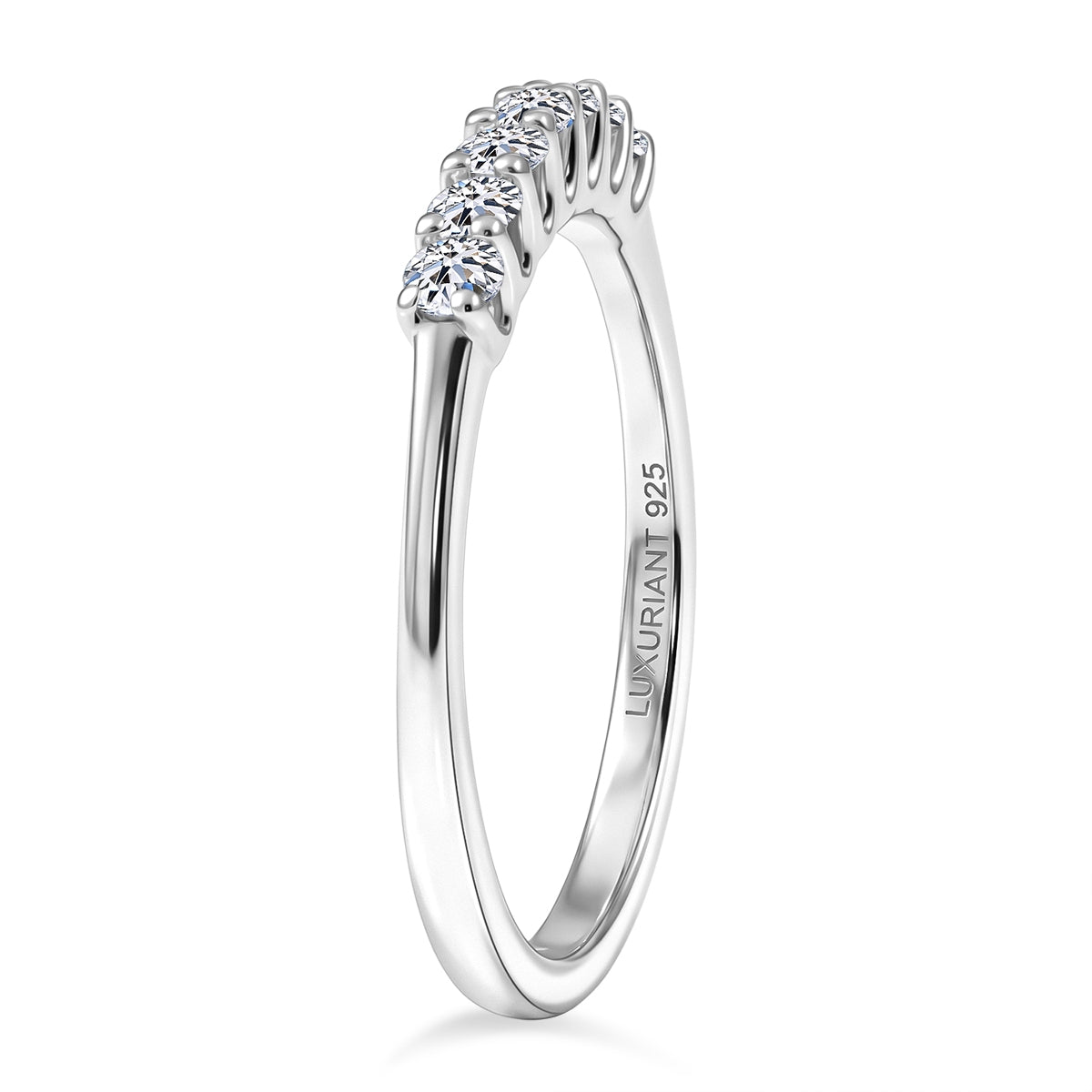 Luxuriant - Lab Grown Diamond (SI-G-H) 7 Stone Band Ring in Rhodium Overlay Sterling Silver 0.25 Ct. 8758608 3