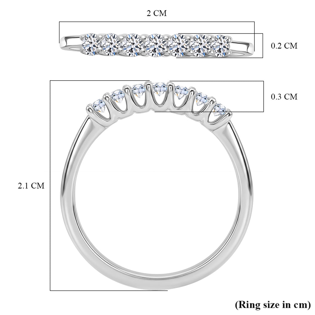 Luxuriant - Lab Grown Diamond (SI/G-H) 7 Stone Band Ring in Rhodium Overlay Sterling Silver 0.25 Ct._8758608_5