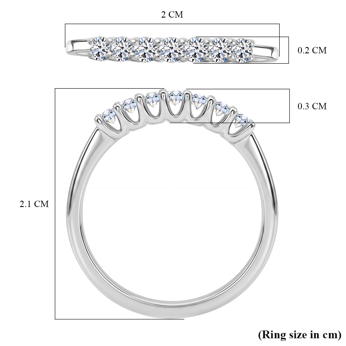 Luxuriant - Lab Grown Diamond (SI-G-H) 7 Stone Band Ring in Rhodium Overlay Sterling Silver 0.25 Ct. 8758608 5