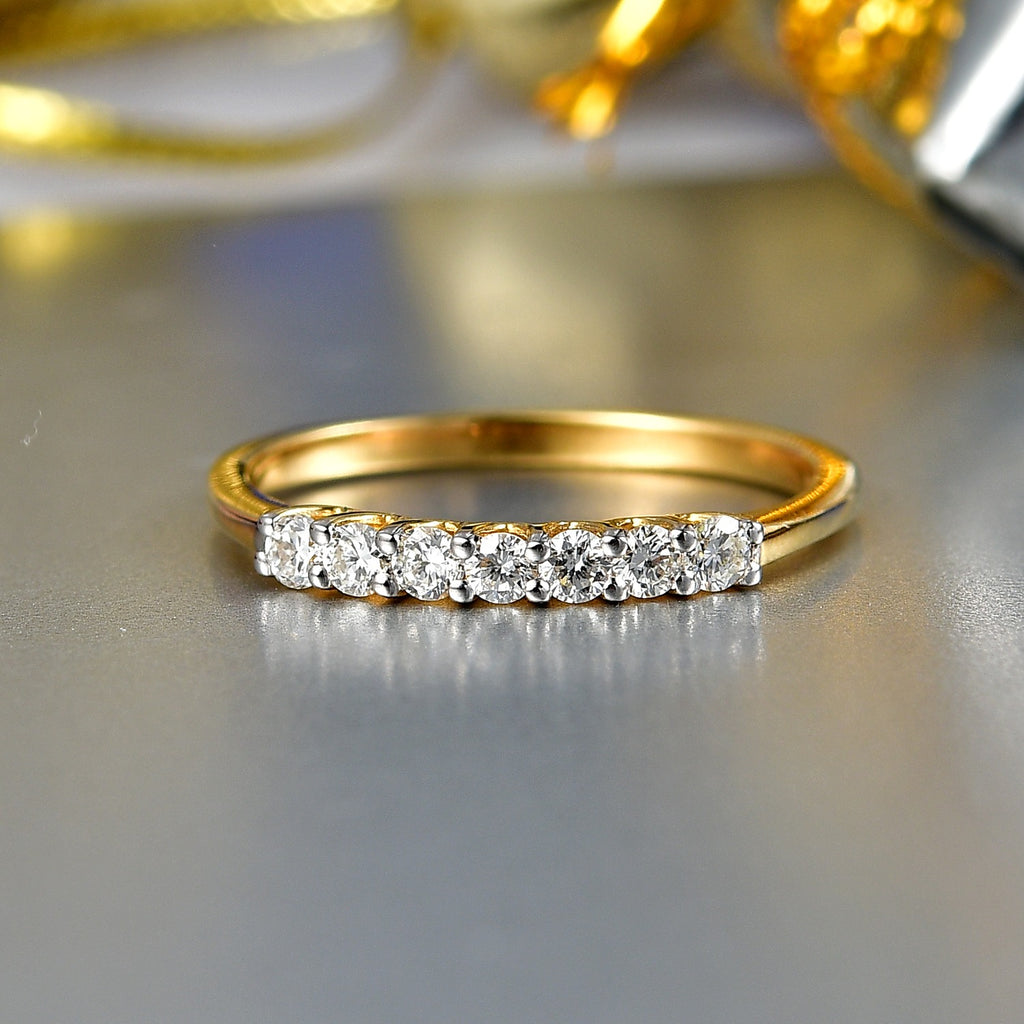 Luxuriant - Lab Grown Diamond (SI/G-H) 7 Stone Band Ring in 18K Vermeil Yellow Gold Plated Sterling Silver 0.25 Ct._8758609_1