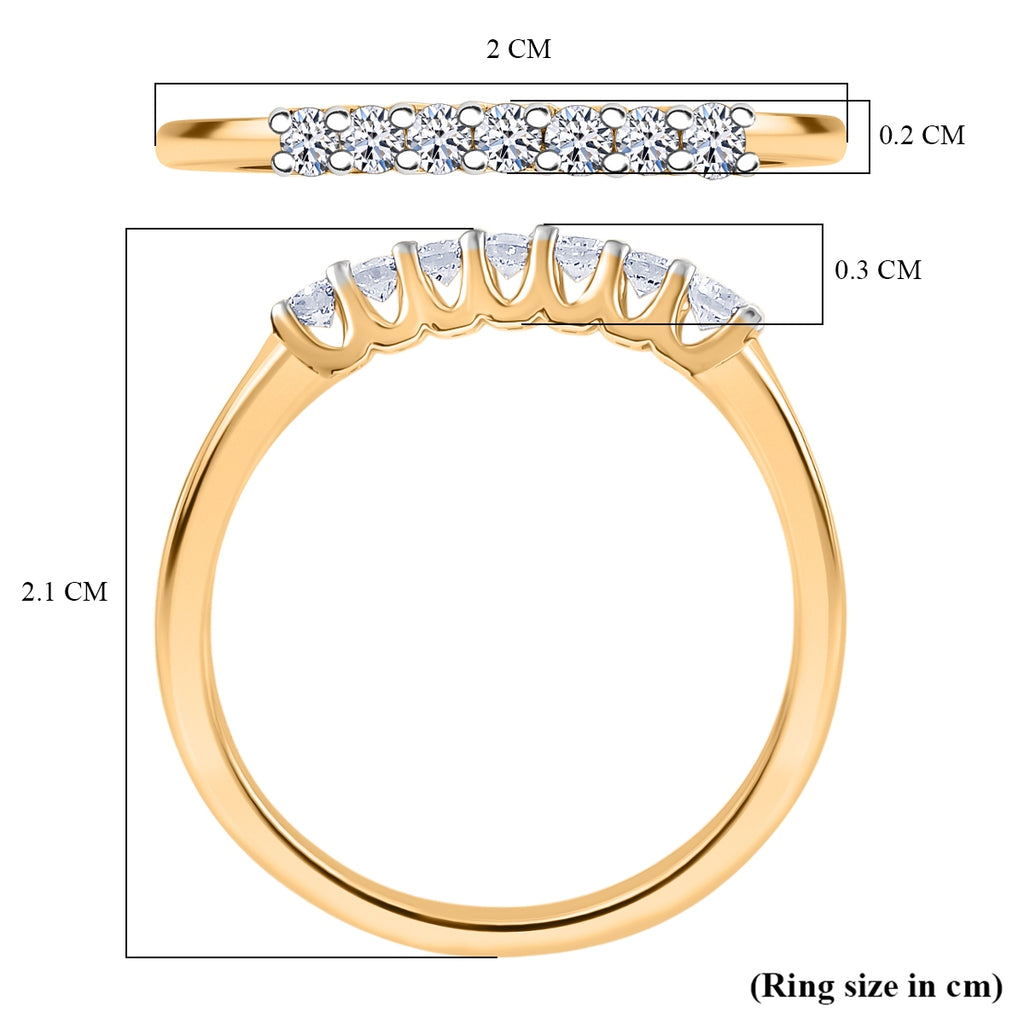 Luxuriant - Lab Grown Diamond (SI/G-H) 7 Stone Band Ring in 18K Vermeil Yellow Gold Plated Sterling Silver 0.25 Ct._8758609_5