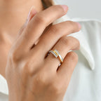GP - Natural White Diamond & Blue Sapphire Bypass Ring in 18K Vermeil Yellow Gold Plated Sterling Silver 0.50 Ct._8758612_2