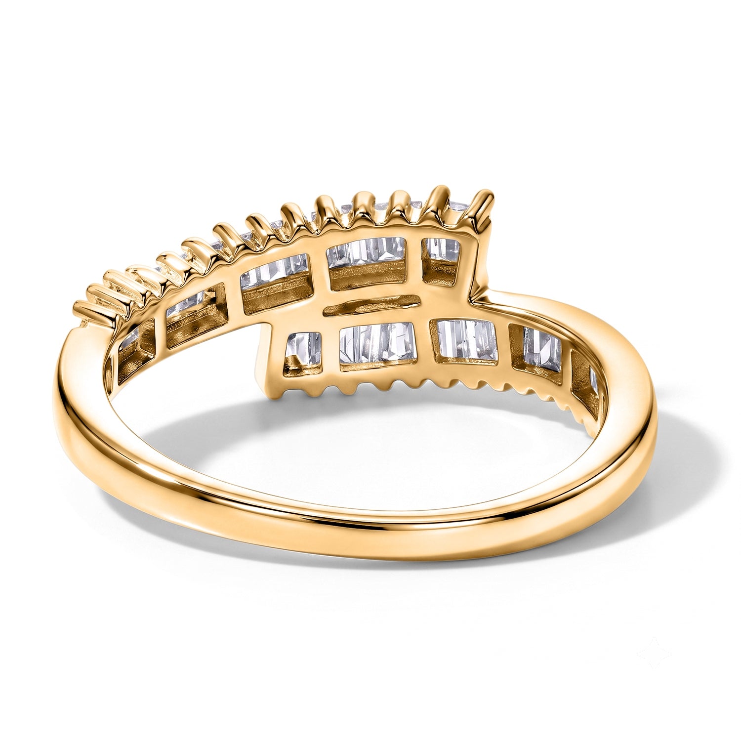 GP - Natural White Diamond &amp; Blue Sapphire Bypass Ring in 18K Vermeil Yellow Gold Plated Sterling Silver 0.50 Ct. 8758612 5