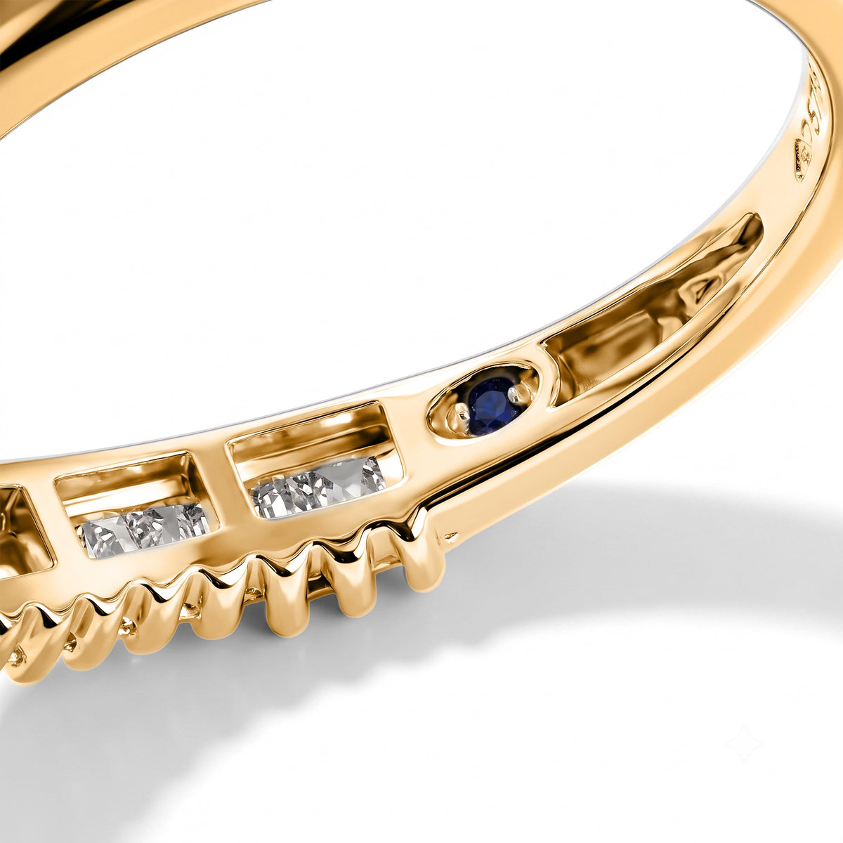 GP - Natural White Diamond &amp; Blue Sapphire Bypass Ring in 18K Vermeil Yellow Gold Plated Sterling Silver 0.50 Ct. 8758612 6