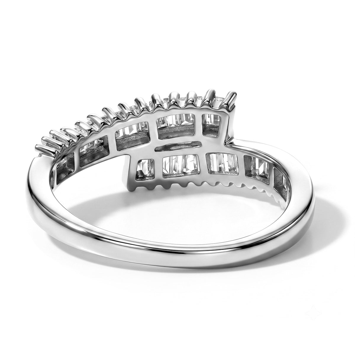GP - Natural White Diamond &amp; Blue Sapphire Bypass Ring in Rhodium Overlay Sterling Silver 0.50 Ct. 8758621 5