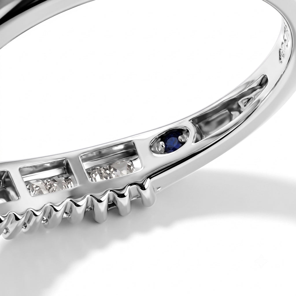 GP - Natural White Diamond & Blue Sapphire Bypass Ring in Rhodium Overlay Sterling Silver 0.50 Ct._8758621_6