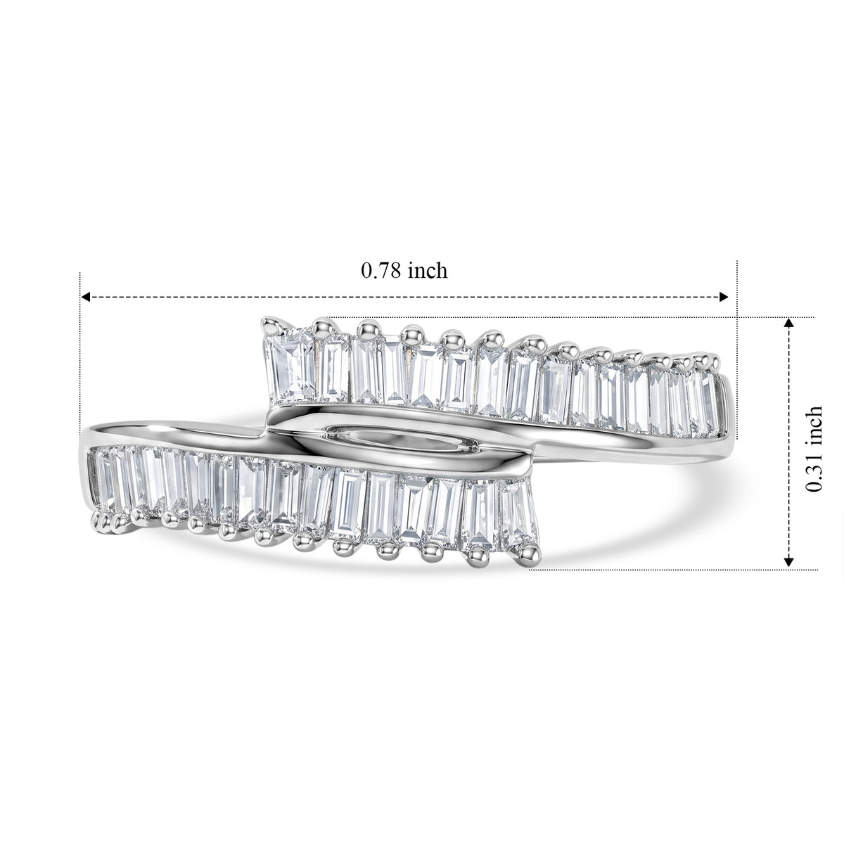 GP - Natural White Diamond &amp; Blue Sapphire Bypass Ring in Rhodium Overlay Sterling Silver 0.50 Ct. 8758621 7