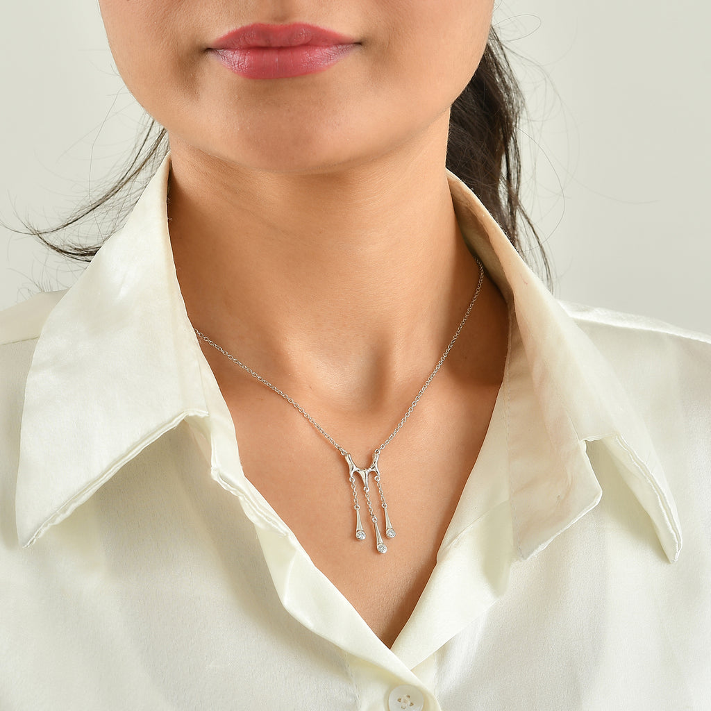 Lucy Q - Lab Grown Diamond (SI/G-H) Necklace (Size - 20) in Rhodium Overlay Sterling Silver 0.25 Ct._8758711_1
