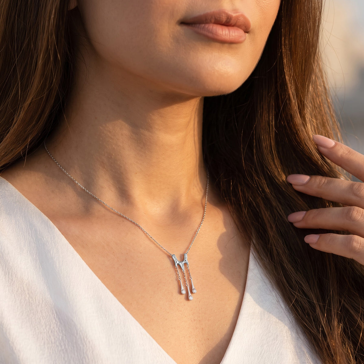 Lucy Q - Lab Grown Diamond (SI-G-H) Necklace (Size - 20) in Rhodium Overlay Sterling Silver 0.25 Ct. 8758711 2