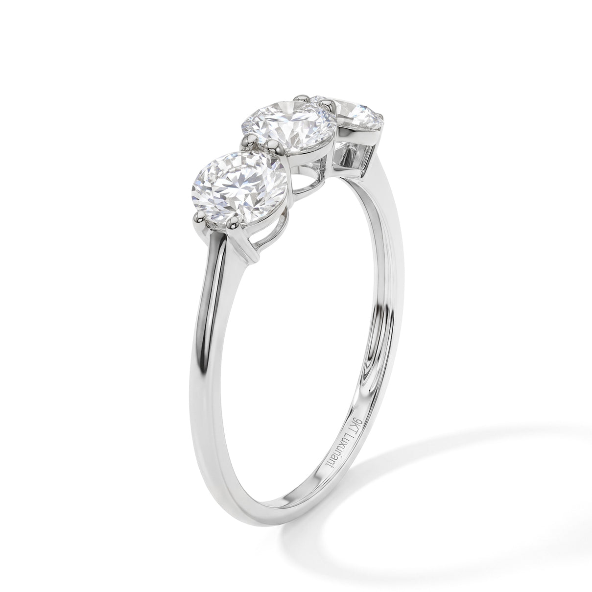 Luxuriant - 9K White Gold SGL Certified Lab Grown Diamond (VS-E-F) Trilogy Ring 2.00 Ct. 8759082 3