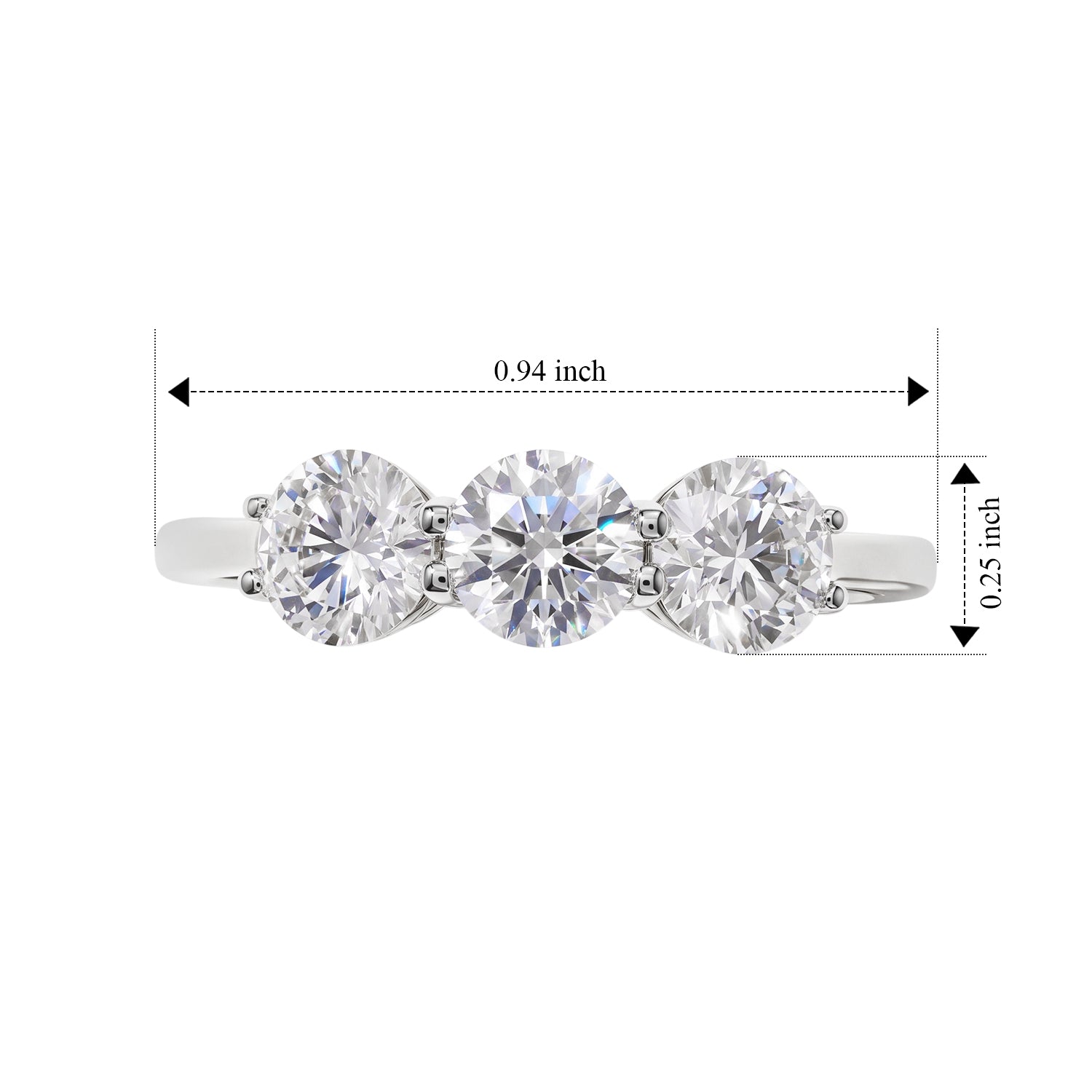 Luxuriant - 9K White Gold SGL Certified Lab Grown Diamond (VS-E-F) Trilogy Ring 2.00 Ct. 8759082 6