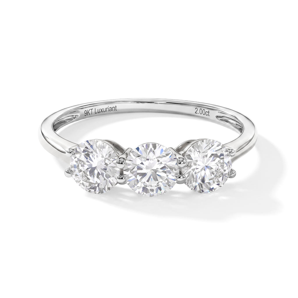 Luxuriant - 9K White Gold SGL Certified Lab Grown Diamond (VS/E-F) Trilogy Ring 2.00 Ct._8759084